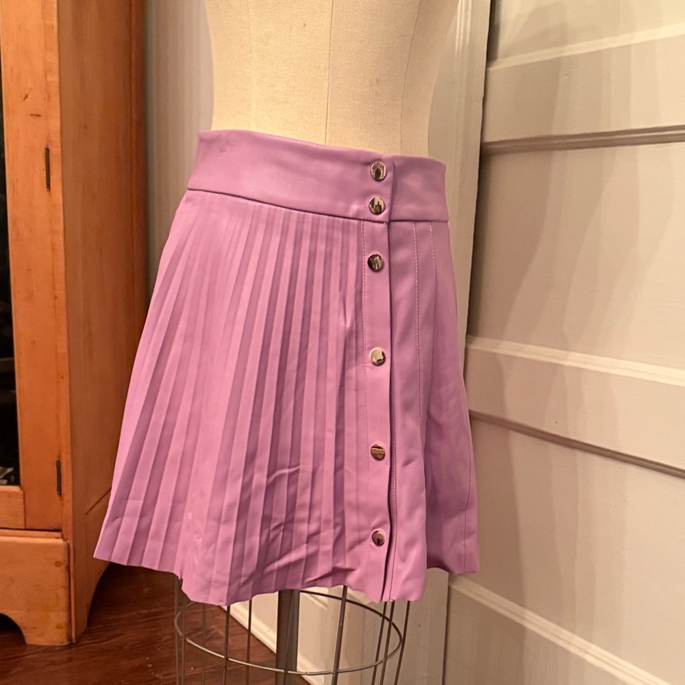 Zara Lilac Button-Up Pleated Mini Skirt